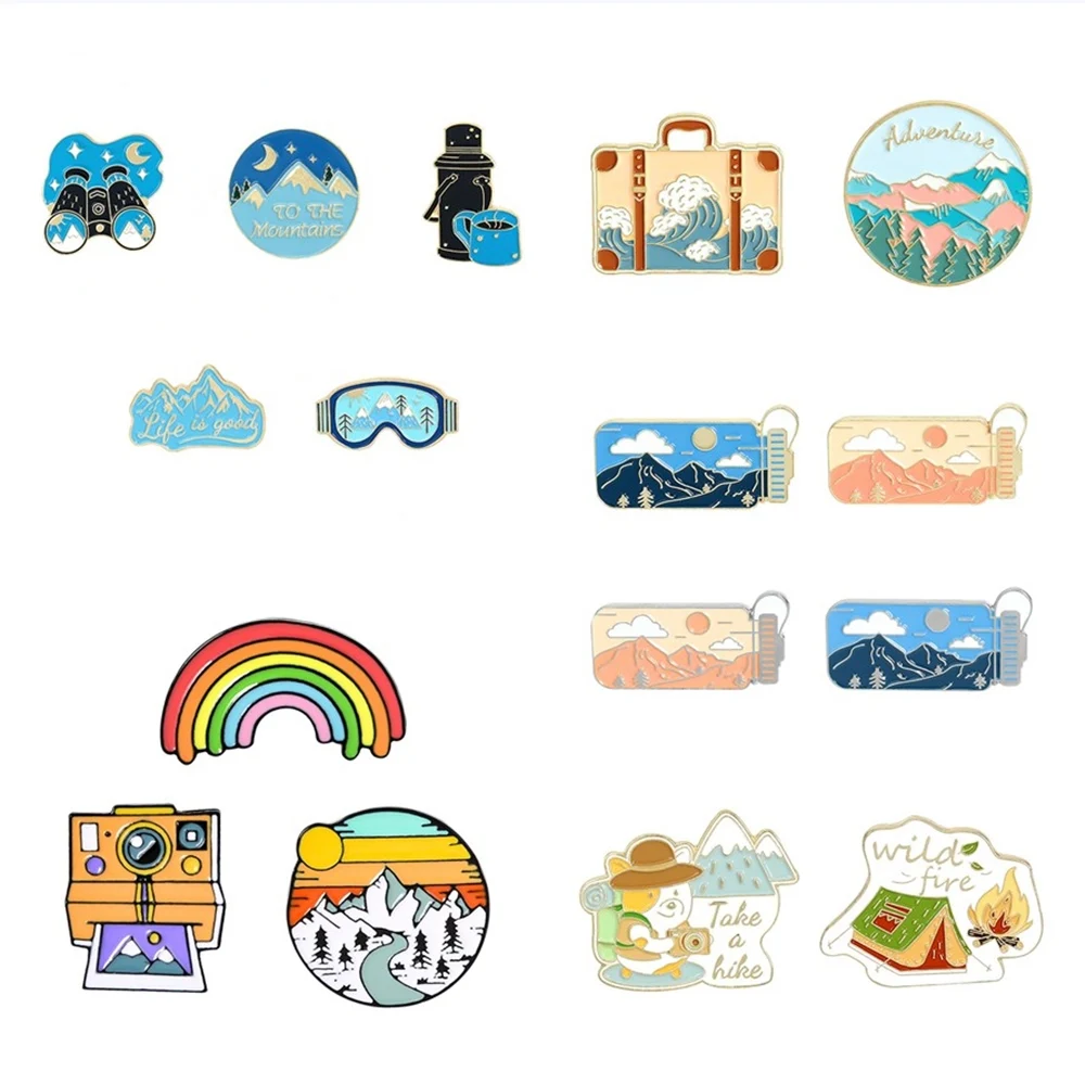 Забавная эмалированная брошь на лацкан Радуга Восход заката высокий снег горная