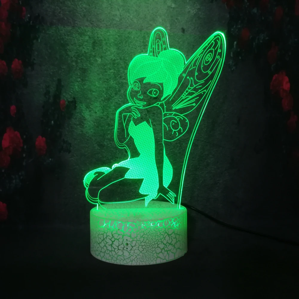 RGB зарядка энергосберегающая лампа 3D светодиодный Аниме Фигурка серии Динь-Динь