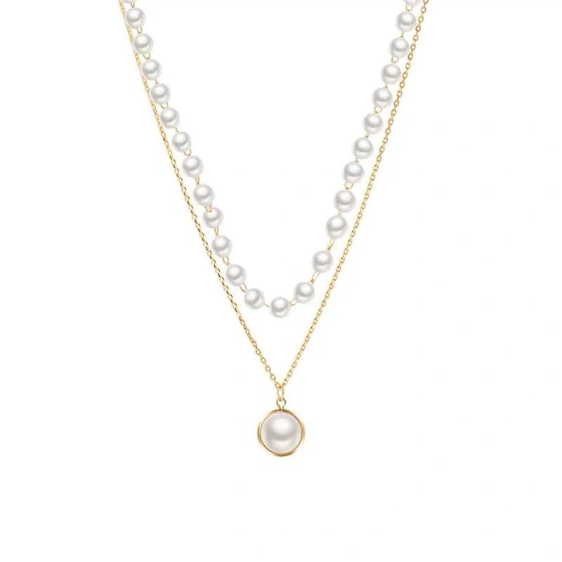 

Fashion Chain Pearl Necklace For Women Baroque Pearl Metal Charm Pendants Necklaces Choker Bead Chain Jewelry Gifts