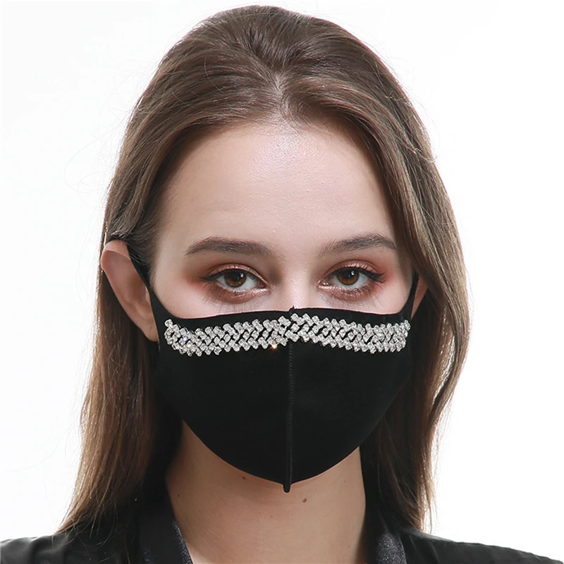 Women New Fashion Rhinestone Face Mask Ear Loop Breathable Mouth Outdoor Dustproof Washable Reusable | Аксессуары для одежды