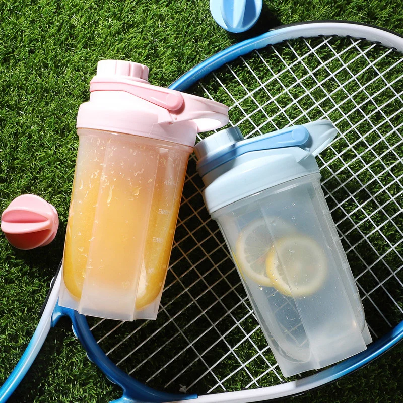 저렴한 500ml 우유 단백질 파우더 셰이커, 체육관, 스포츠 셰이커, 누출 방지 커버, BPA 무료 휴대용 플라스틱 주전자