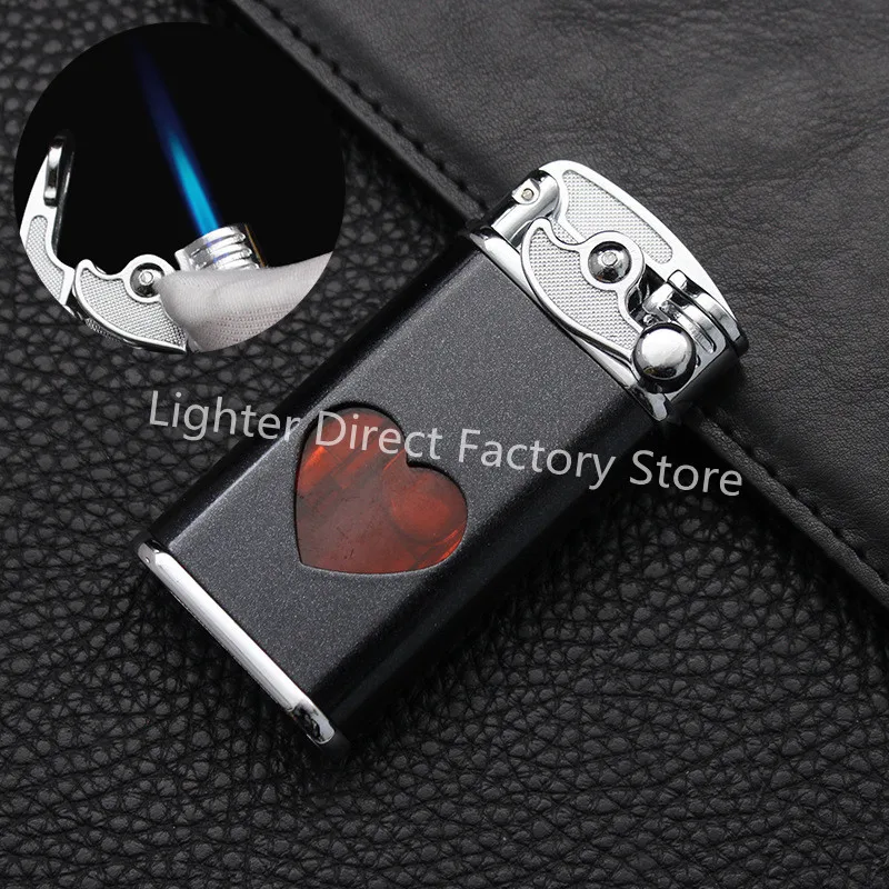 

Creative Inflatable Windproof Lighter Rocker Arm Ignition Visible Gas Straight Into Flame Metal Cigarette Accessories Men’s Gift