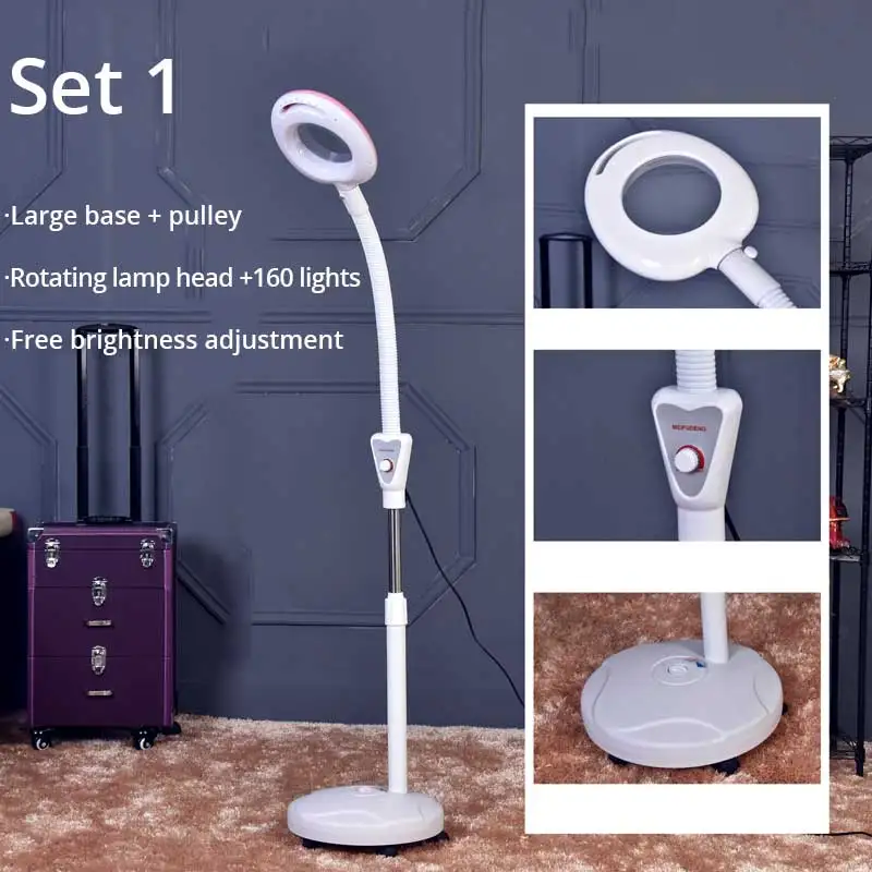 

220v Large Stand Rotatable LED Illuminated Magnifier 5x Big Magnifying Glass With LED Lights Beauty Salon Nail Tattoo Loupe