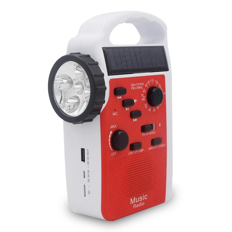 Аварийное радио на солнечной батарее AM FM ручное приемное с 13 светодиодами
