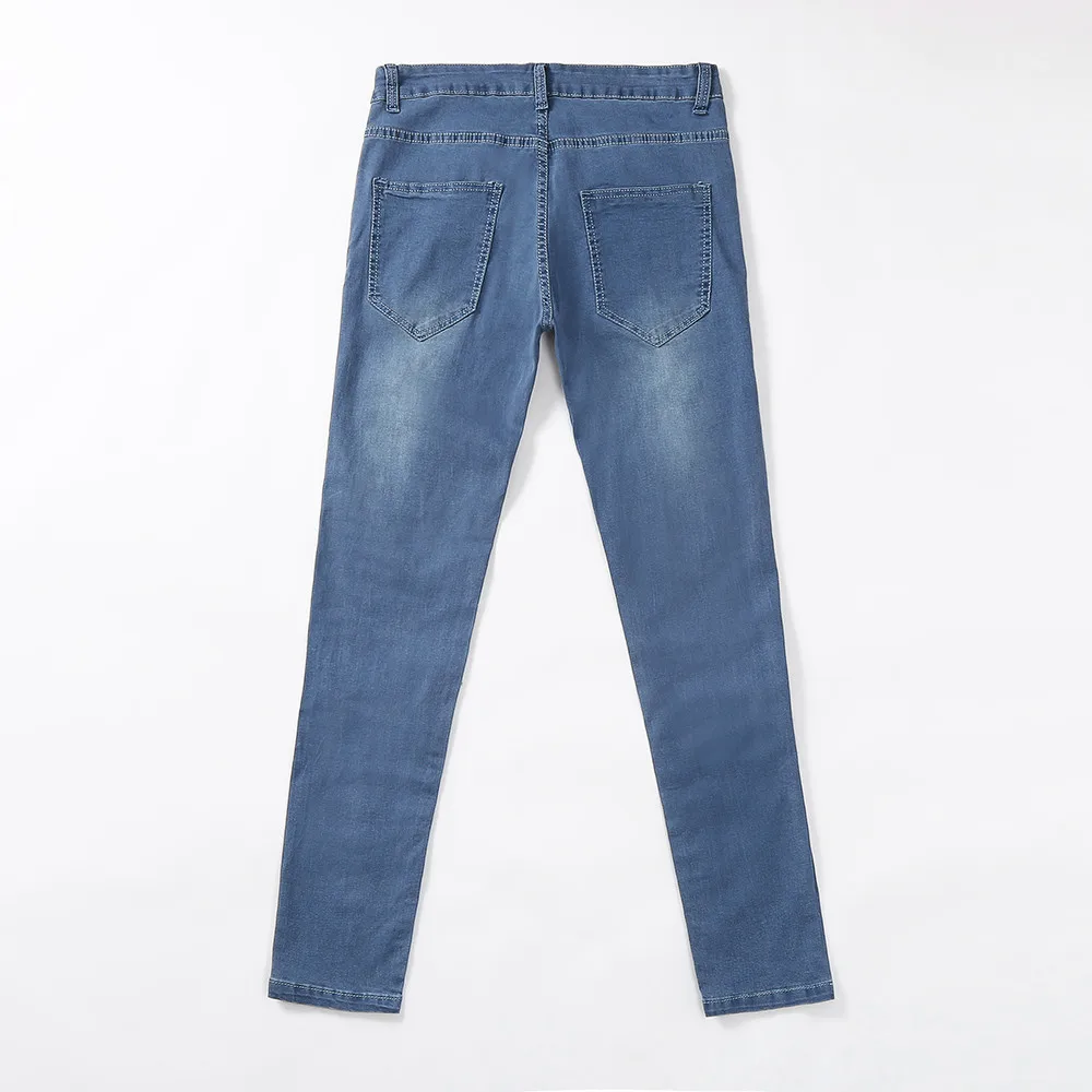 

Men's Pants Autumn Fashion Sports Hip Hop Skinny Stretch Denim Pants Distressed Ripped Freyed Slim Fit Jeans Trousers Mens Pants