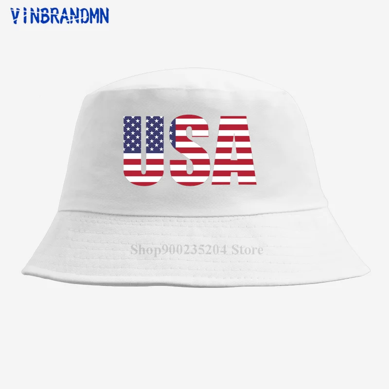 2021 Горячая распродажа шляпы-ведра с принтом флага США и полосами, модная рыбалка, повседневная мягкая хлопковая молодежная шляпа для солнца