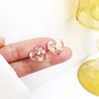han edition stud earrings fashion temperament transparent color heart shaped earrings female charm gift sell like hot cakes