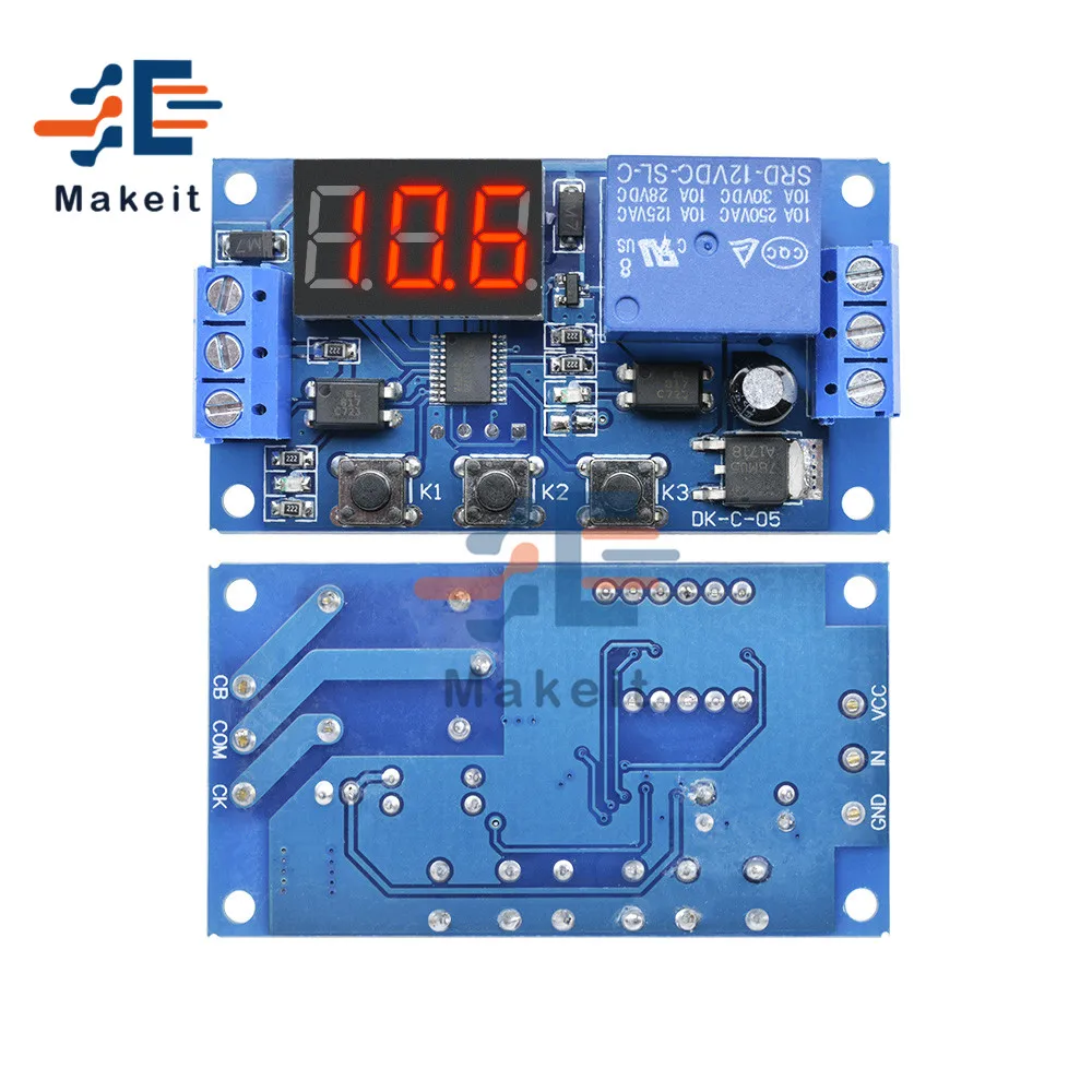 DC 12V светодиодный цифровой Дисплей реле за запозданиевремени модуль триггер