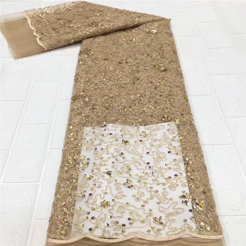 

Nigerian Sequins Lace Fabrics 2021 pink High Quality Lace African Net Lace Fabric Wedding French Tulle Lace Material For Women