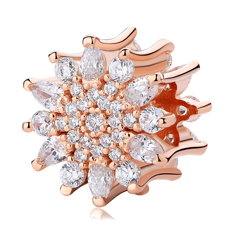 YW20937 Authentic 925 Sterling Silver Beads Charm Crystal charm Rose Gold Clear CZ Fit Original Pandora Bracelet Women Diy Jewelry - Цвет: YW20937