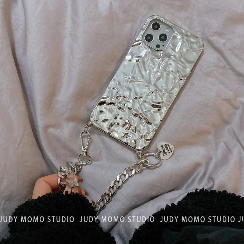 

Cold wind tin foil silver chain suitable for iPhone12 Apple 11pro max mobile phone case 8p/xs/xr soft X
