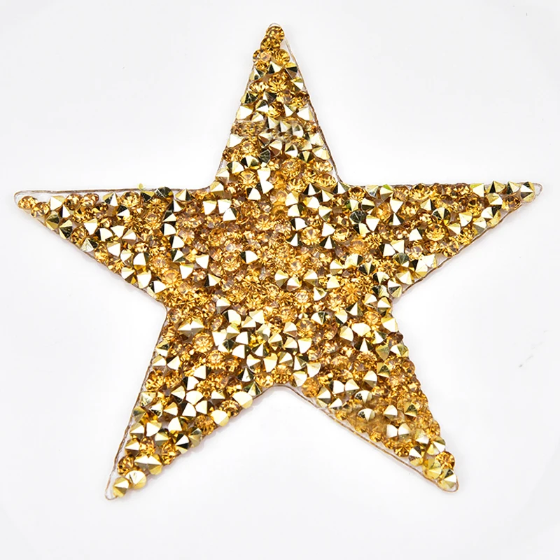 Multiple Sizes Crystal Rhinestone Star Patches for Clothing Iron on Clothes Appliques Badge Stripes Diamond Pentagram Stickers | Дом и сад