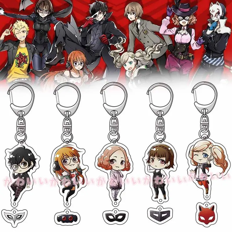 Игровой персонаж 5 аниме P5 Akira Kurusu Anne Takamaki двусторонний акриловый брелок большого