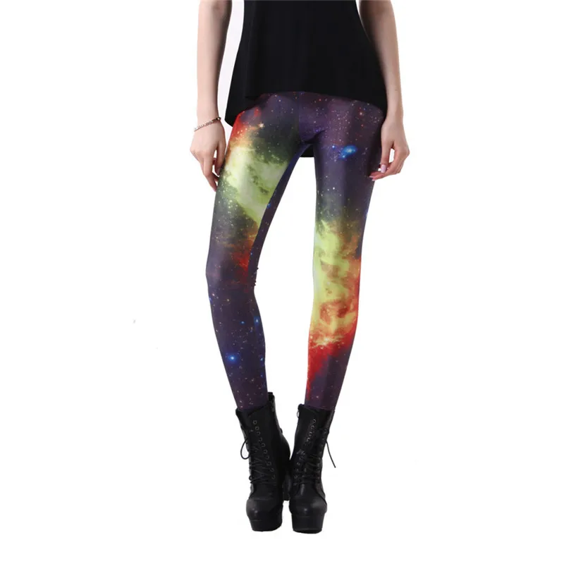 Женские леггинсы с цифровым 3D принтом DOUBCHOW штаны для девушек блестящие