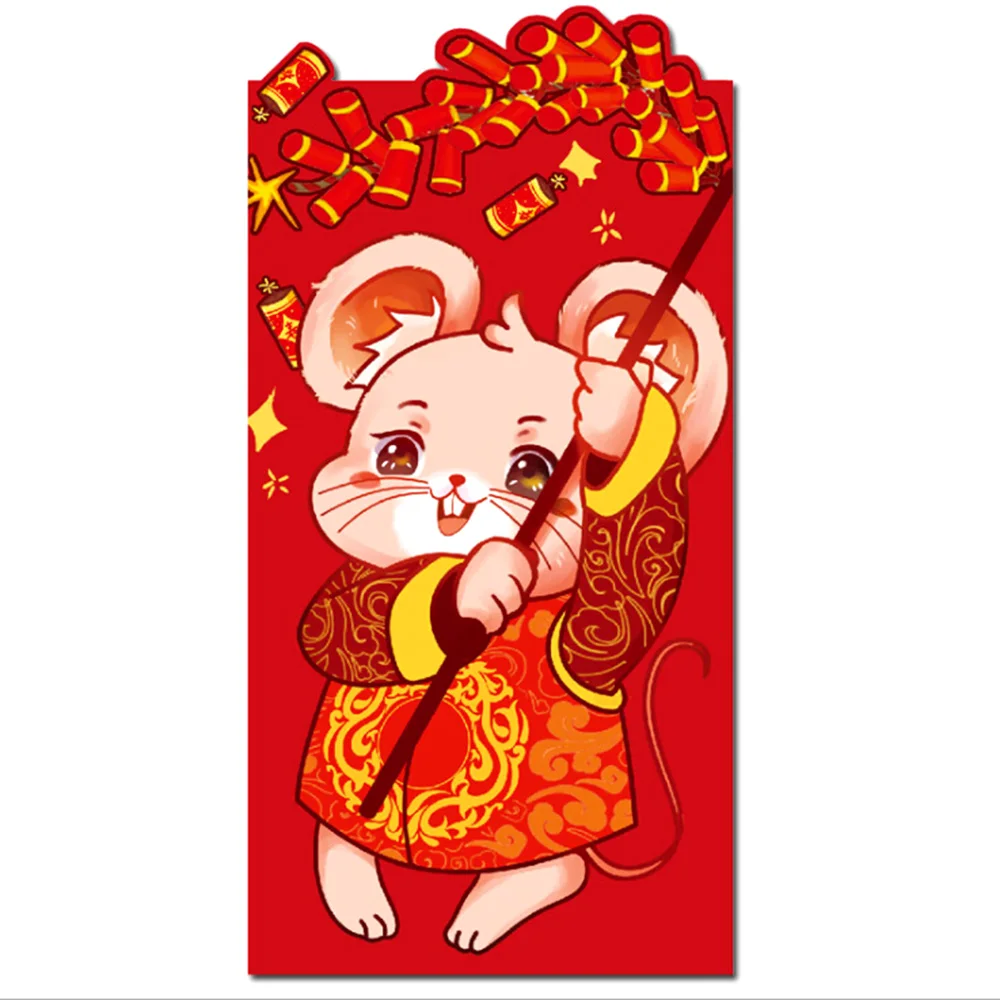 6 шт. 2020 красный конверт для денег с рисунком крысы новогодний кошелек сумка