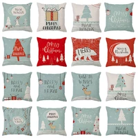2021 new christmas pillowcases home decor santa claus gift box printed cotton linen cushion cover sofa decorative car room cojin