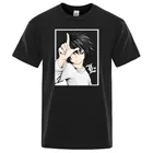 Смертная записка футболка человек короткий рукав 2020 летняя качественная Хлопковая мужская футболка для костюмированной вечеринки по японскому аниме футболка Мужская топы Харадзюку уличная одежда