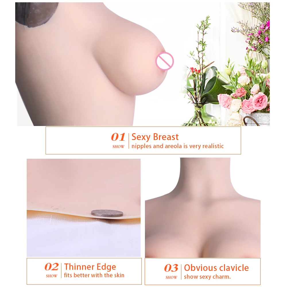 Цельное Силиконовое боди трансгендер имитация груди с руками формы для