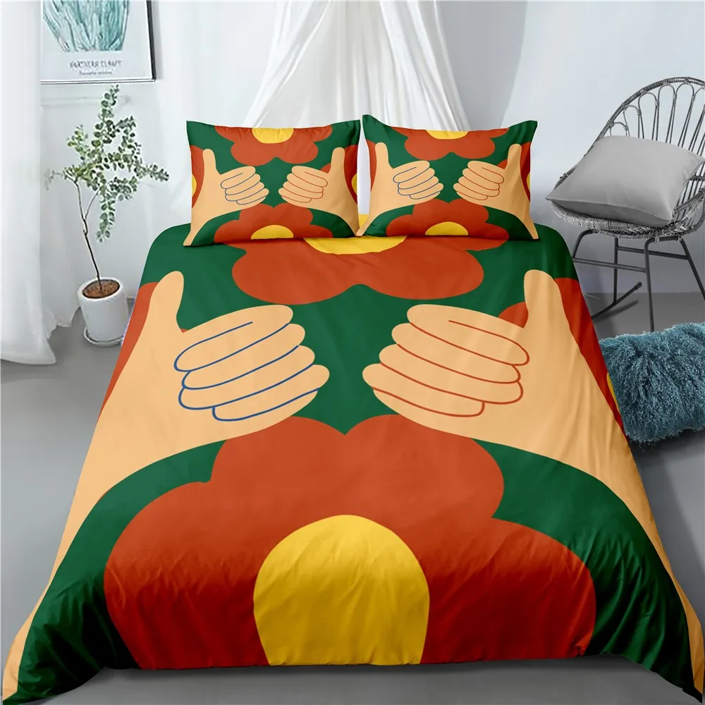 

2/3 Pieces Creative Stick Figure Duvet Cover Artistic Cartoon Bedding Set Home Textile Cover Set 3D For Bedroom Quilt Cover