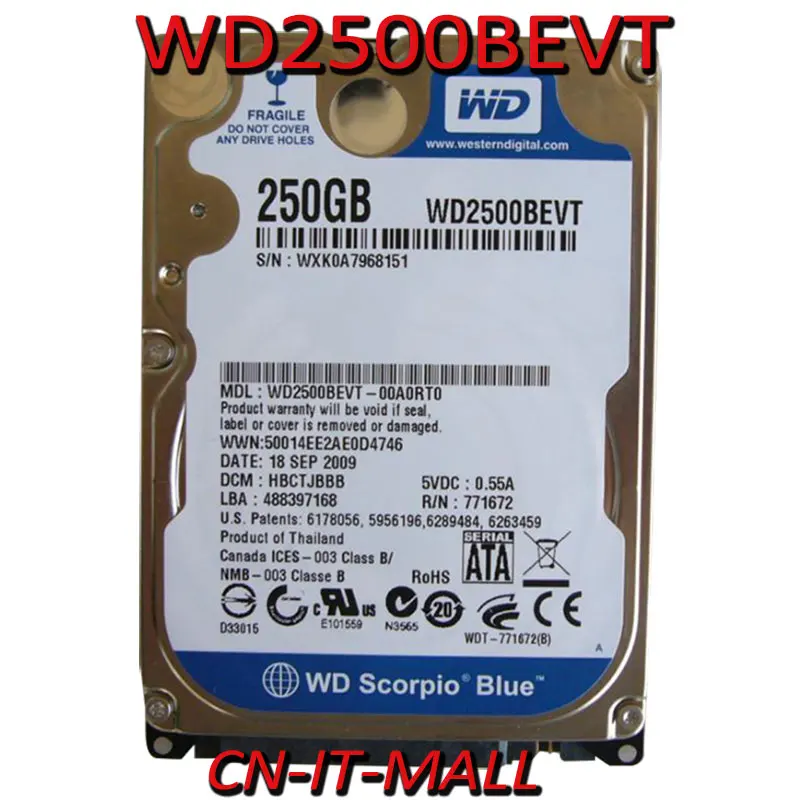 

2.5 WD2500BEVT 250GB Blue SATA 5400RPM 8M 3Gb/s Hard Drive