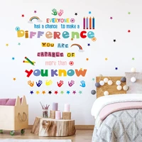 inspirational quotes wall stickers colorful art english star crayons school classroom decoration wall stickers