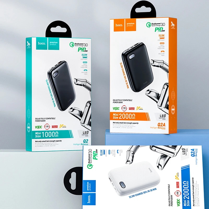 hoco power bank 10000mah 20000mah qc3 0pd 20w portable external battery charger fast charger powerbank for iphone 11 12 pro max free global shipping