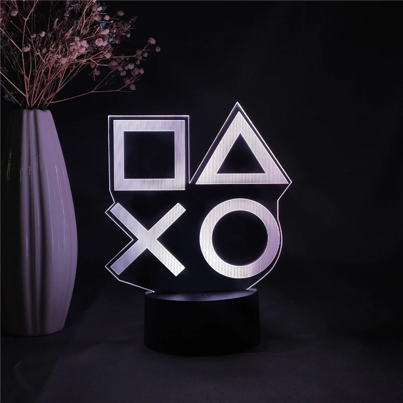 

Playstation PS Player Button 3d Led Night Light Play station Nightlight for Kids Gift Bedroom Decor Table Lamp Remote Control