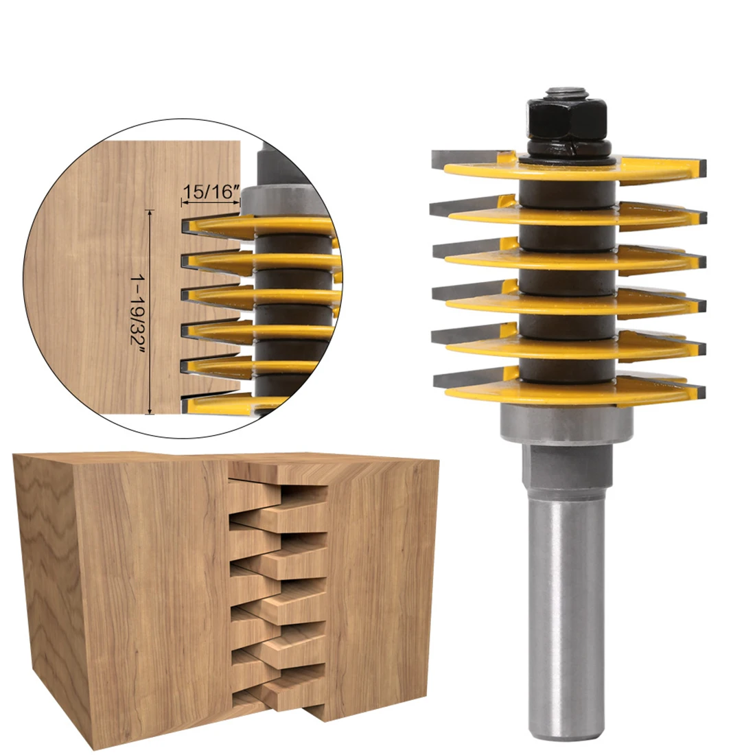 

1-19/32inch Finger Joint Glue Joint Router Bit Woodworking Tool 1/2inch Shank Durable Surface Plastic Spraying