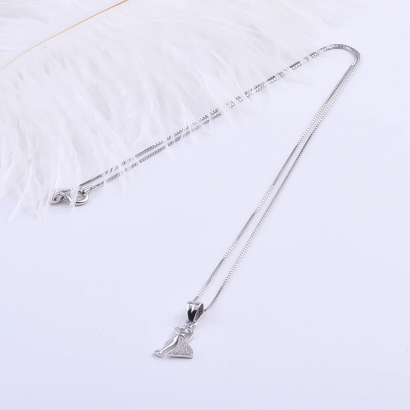 Pekurr 925 Sterling Silver Mini Kiss Couple Lover Necklace For Women Zircon Bride Groom Pendants Choker Wedding Fashion Jewelry | Украшения