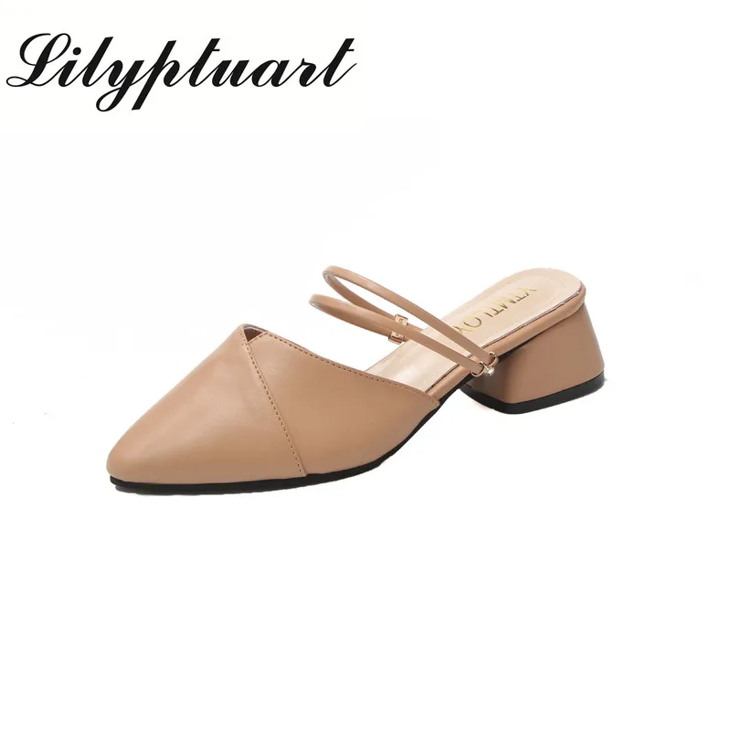 

Thick-heeled sandals and slippers for women in summer 2020 new Joker Baotou slippers wear high heels inside and outside