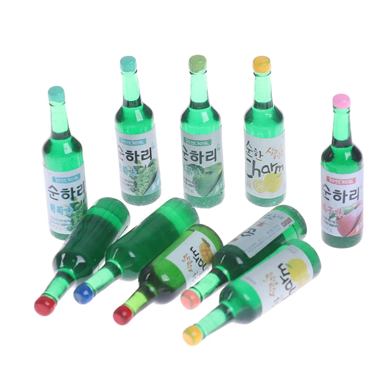 

10pcs 1:12 Dollhouse Miniature Wine Drink Model Pretend Play Food Doll House Kitchen Toys Doll House Decoration Accessories