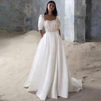sweetheart half sleeve floor length a line with jersey lace embroidery wedding dresses for ladies party summer bridal gowns