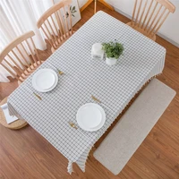 vintage nordic plaid tassel tablecloth party wedding dining table cloth home decor table cover towel