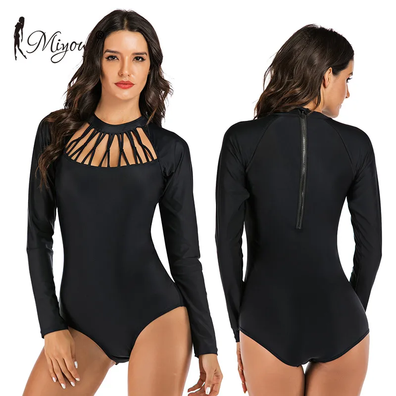 Miyouj однотонный боди с длинными рукавами женский купальник открытые купальные