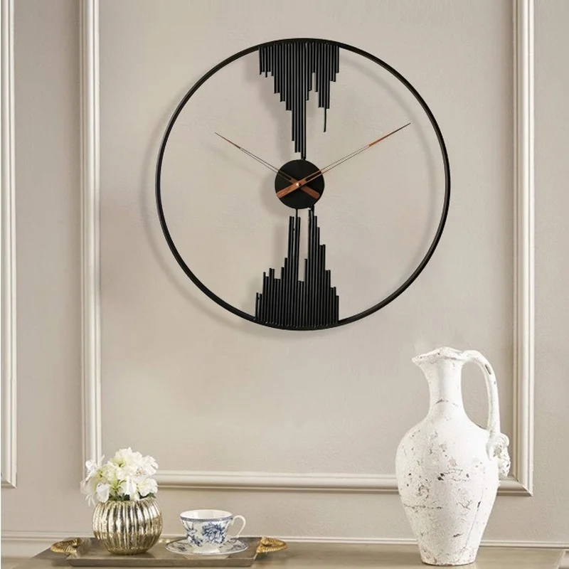 

Скандинавские креативные модные настенные часы из кованого железа, простые часы для гостиной, индивидуальные настенные часы