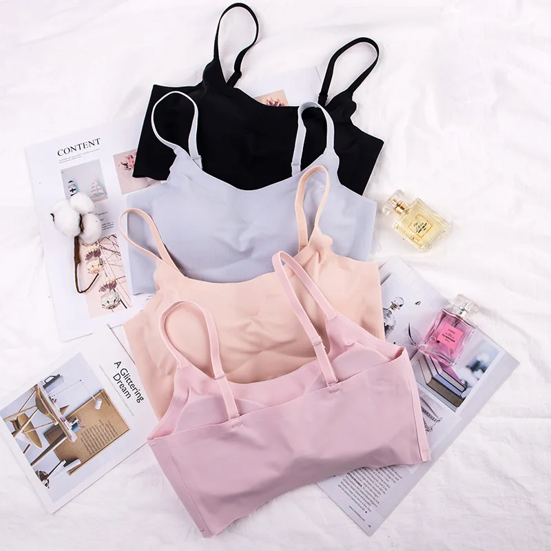 

Women Seamless Comfortable Underwear Girl One Piece Type Vest Without Steel Ring Sports Yoga Sleep Running Fitness Ladie Bra H72