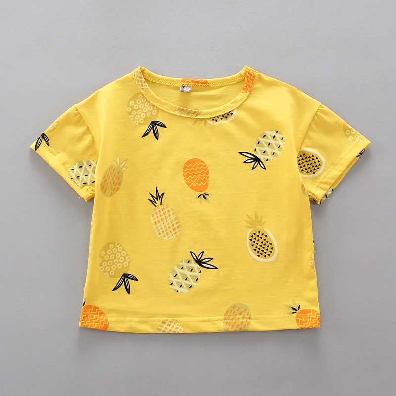 

New Summer Toddler Boy Casual Clothing Sets Baby Girls Pineapple Fully Print T-shirt +solid Shorts 2-piece Suits Infant Clothes