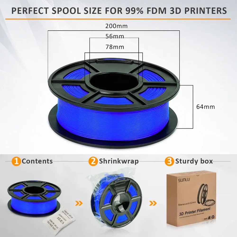 petg filament 1kg translucent blue fdm 3d printer printing material 1 75mm tolerance 0 02mm good toughness 100 no bubble free global shipping