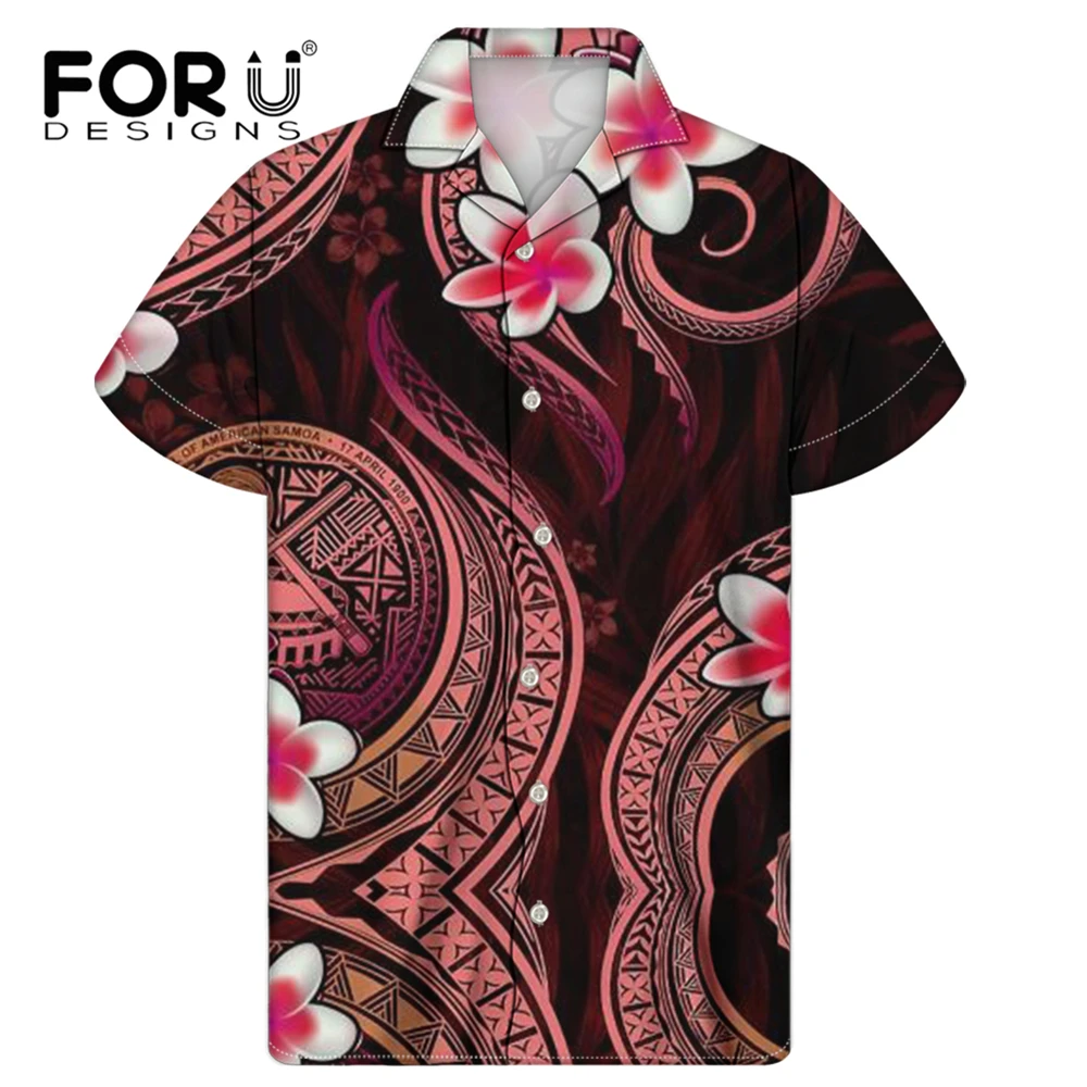 

FORUDESIGNS/Мужская полинезийская Гавайская Традиционная рубашка Frangipani из мягкой ткани, рубашка для отдыха с цветочным принтом, топы для отдыха