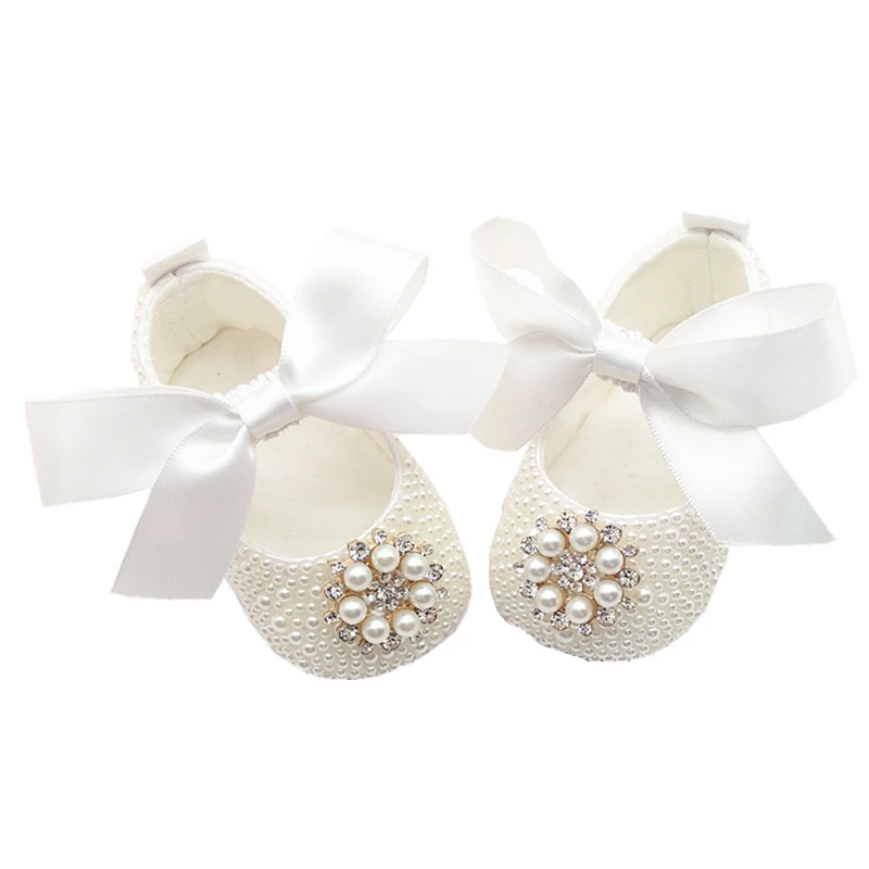 Детская обувь на крестины с жемчужинами и блестками в комплекте|Обувь для детей