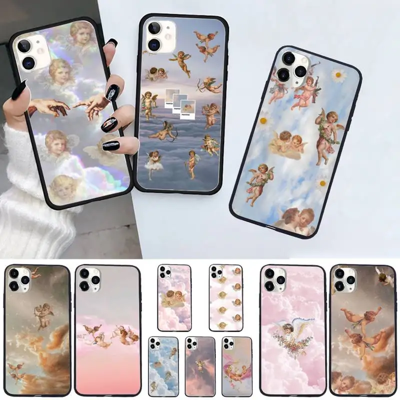 

Renaissance Angels Cute Cupid Phone Case For iphone 12 11 13 7 8 6 s plus x xs xr pro max mini shell