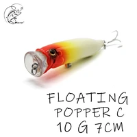 thritop long casting popper fishing lure 10g 70mm 5 colors tp153 high quality floating hard bait fishing tackles