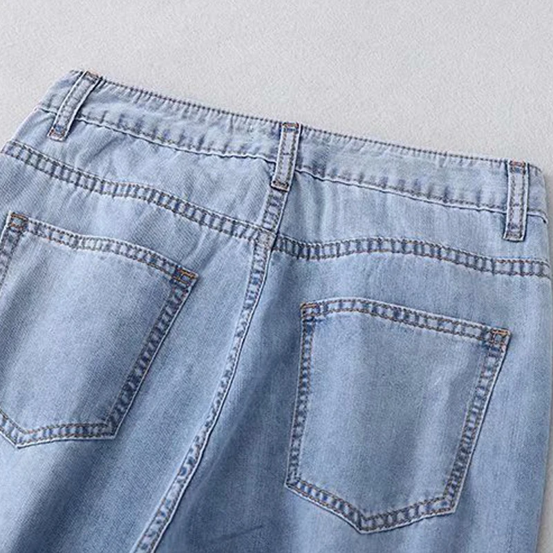 

High Waist Womens Plus Size Jeans Large Size Wide Leg Denim Pants Split Jeans Grande Taille Femme Vaqueros Muje
