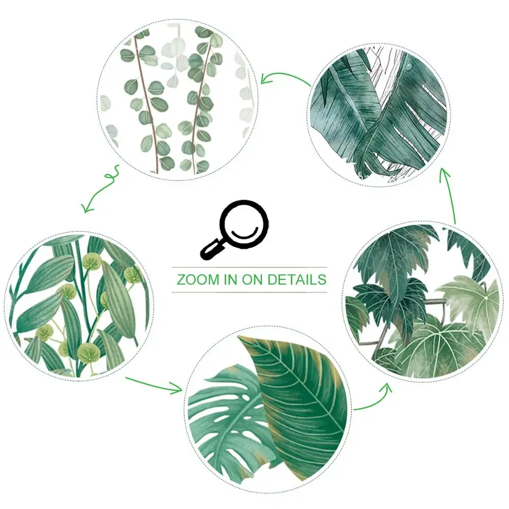 

HUIRAN Green Plant Wall Sticker Bedroom Decor stickers Removable Wall Stickers for Living Rooms Green Leaf Flower Vine Plant