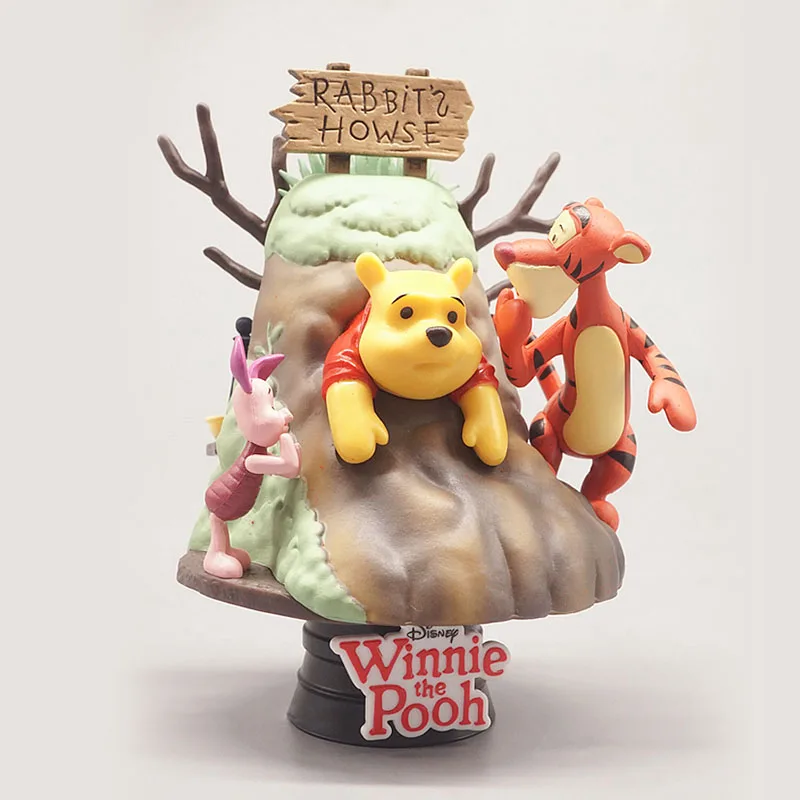 

Disney Cartoon Winnie the Pooh Tigger Piglet Tree Hole Scene Table Decoration Doll Large Model Figure Toy Collectible