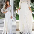 Женская плиссированная двухслойная шифоновая юбка в стиле ретро, Длинная Элегантная кружевная юбка с поясом на резинке, размера плюс