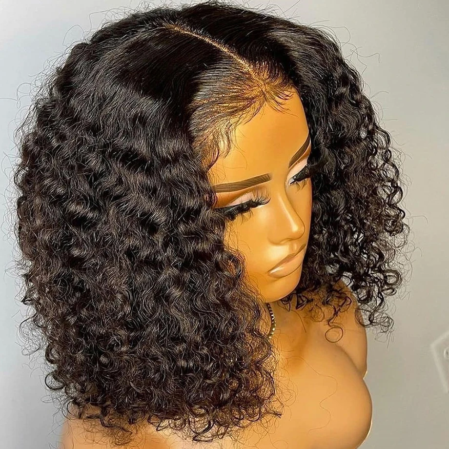 4X4 Lace Closure Bob Wig Kinky Curly 13x4 Lace Frontal Bob Wigs T Part Lace Wigs Malaysia Human Hair Pre plucked With Baby Hair