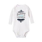 Комбинезон для новорожденных мальчиков и девочек 0-24 месяцев, с длинным рукавом и надписью, с днем рождения, для папы, Осенняя детская одежда, хлопковый комбинезон для малышей