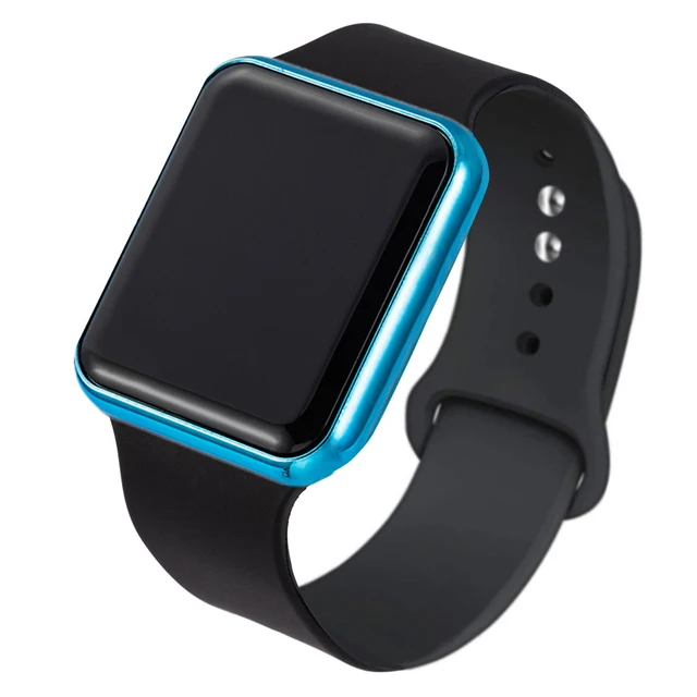 

Red Led Digital Watch Male Female Wristwatch Sport Clock Hours Square Mirror Face Buckle Silicone Band