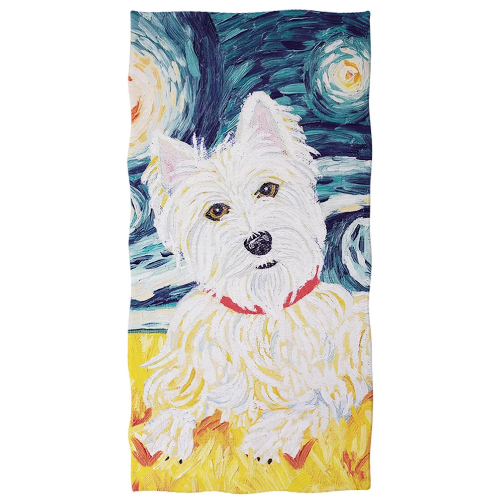 

Пляжное полотенце Westie West Highland Terrier с художественной росписью, мягкое банное полотенце для лица для взрослых и детей, милое мультяшное полоте...